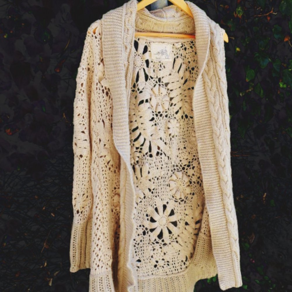 Anthropologie Angel of North White Wool Cardigan